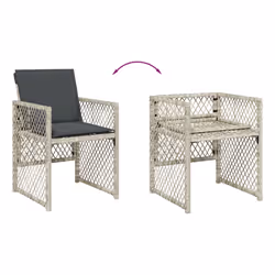 VidaXL Set da Pranzo da Giardino 7 pz Cuscini Polyrattan Grigio Chiaro - Vista aggiuntiva 6