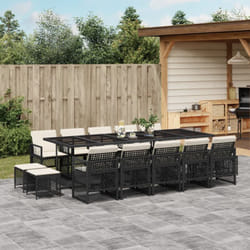 Vidaxl - Set da Pranzo da Giardino 15 pz con Cuscini Nero in Polyrattan