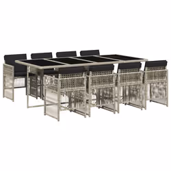 Set Pranzo da Giardino 9pz con Cuscini Grigio Chiaro Polyrattancod mxl 88759 - Vista aggiuntiva 2