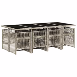 Set Pranzo da Giardino 9pz con Cuscini Grigio Chiaro Polyrattancod mxl 88759 - Vista aggiuntiva 3