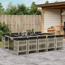 Vidaxl - Set Pranzo Giardino 11pz con Cuscini Grigio Chiaro Polyrattan