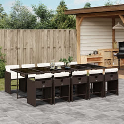 Vidaxl - Set da Pranzo da Giardino 11 pz con Cuscini Polyrattan Marrone