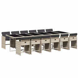 Set da Pranzo da Giardino 13pz con Cuscini Grigio in Polyrattancod mxl 88561 - Vista aggiuntiva 2