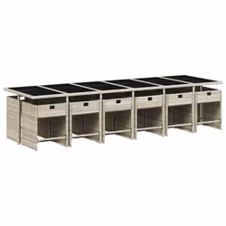 Set da Pranzo da Giardino 13pz con Cuscini Grigio in Polyrattancod mxl 88561 - Vista aggiuntiva 3