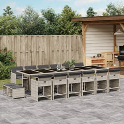 Set da Pranzo da Giardino 17pz con Cuscini Grigio in Polyrattancod mxl 114050