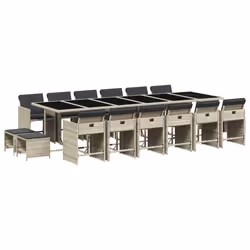 Set da Pranzo da Giardino 17pz con Cuscini Grigio in Polyrattancod mxl 114050 - Vista aggiuntiva 2