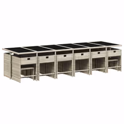 Set da Pranzo da Giardino 17pz con Cuscini Grigio in Polyrattancod mxl 114050 - Vista aggiuntiva 3