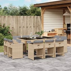 Set Pranzo da Giardino 11 pz con Cuscini Beige Misto Polyrattan - Vidaxl