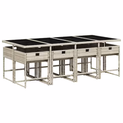 Set Pranzo da Giardino 9pz con Cuscini Grigio Chiaro Polyrattancod mxl 114051 - Vista aggiuntiva 3