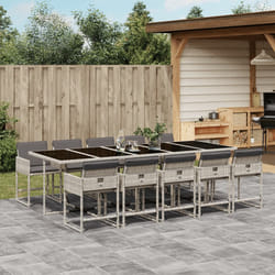 Set Pranzo Giardino 11pz con Cuscini Grigio Chiaro Polyrattancod mxl 112806