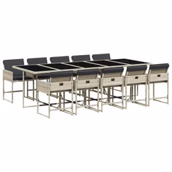Set Pranzo Giardino 11pz con Cuscini Grigio Chiaro Polyrattancod mxl 112806 - Vista aggiuntiva 2