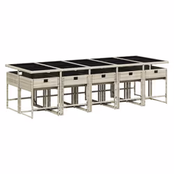 Set Pranzo Giardino 11pz con Cuscini Grigio Chiaro Polyrattancod mxl 112806 - Vista aggiuntiva 3