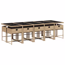 Set Pranzo da Giardino 11 pz con Cuscini Beige Misto Polyrattancod mxl 86936 - Vista aggiuntiva 3