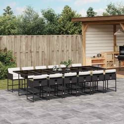 vidaXL Set da Pranzo da Giardino 13pz con Cuscini Nero in Polyrattan
