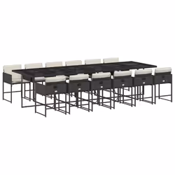 vidaXL Set da Pranzo da Giardino 13pz con Cuscini Nero in Polyrattan - Vista aggiuntiva 2