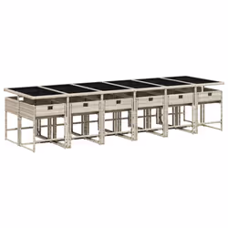 Set da Pranzo da Giardino 13pz con Cuscini Grigio in Polyrattancod mxl 93107 - Vista aggiuntiva 2