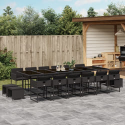 vidaXL Set da Pranzo da Giardino 17 pz con Cuscini Nero in Polyrattan