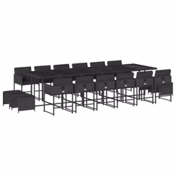 vidaXL Set da Pranzo da Giardino 17 pz con Cuscini Nero in Polyrattan - Vista aggiuntiva 2