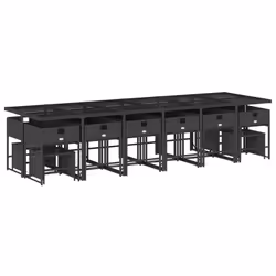 vidaXL Set da Pranzo da Giardino 17 pz con Cuscini Nero in Polyrattan - Vista aggiuntiva 3