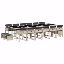 Set da Pranzo da Giardino 17pz con Cuscini Grigio in Polyrattancod mxl 113625 - Vista aggiuntiva 2