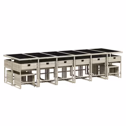 Set da Pranzo da Giardino 17pz con Cuscini Grigio in Polyrattancod mxl 113625 - Vista aggiuntiva 3