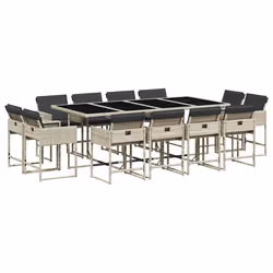 Set da Pranzo da Giardino 13pz con Cuscini Grigio in Polyrattancod mxl 88563 - Vista aggiuntiva 2