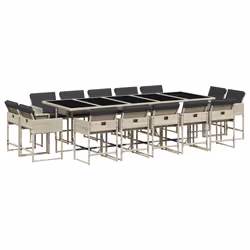 Set da Pranzo da Giardino 15 pz con Cuscini Grigio Polyrattancod mxl 88560 - Vista aggiuntiva 2