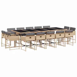 Set Pranzo da Giardino 15 pz con Cuscini Beige Misto Polyrattancod mxl 114052 - Vista aggiuntiva 2