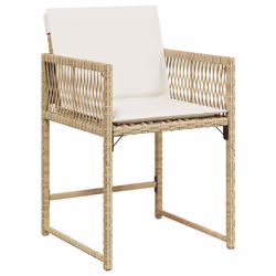 VidaXL Set da Pranzo da Giardino 7 pz con Cuscini Beige in Polyrattan - Vista aggiuntiva 5