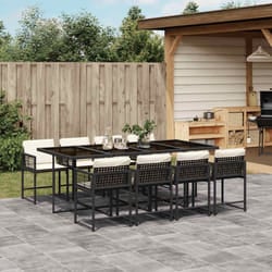vidaXL Set da Pranzo da Giardino 9 pz con Cuscini Nero in Polyrattan