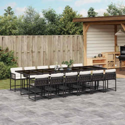 vidaXL Set da Pranzo da Giardino 13pz con Cuscini Nero in Polyrattan