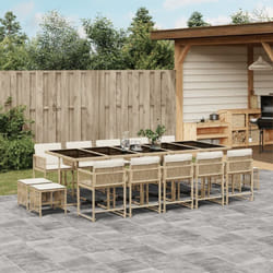 Vidaxl - Set da Pranzo da Giardino 15 pz con Cuscini Beige in Polyrattan