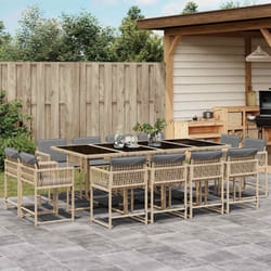 Set Pranzo da Giardino 13 pz con Cuscini Beige Misto Polyrattan Vidaxl