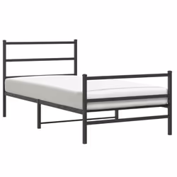 vidaXL Giroletto con Testiera e Pediera Metallo Nero 100x190 cm - Vista aggiuntiva 2