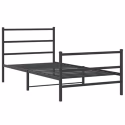 vidaXL Giroletto con Testiera e Pediera Metallo Nero 100x190 cm - Vista aggiuntiva 3