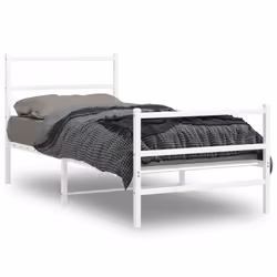 vidaXL Giroletto con Testiera e Pediera Metallo Bianco 90x200 cm - Vista aggiuntiva 2