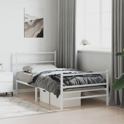 Giroletto con Testiera e Pediera Metallo Bianco 100x190 cm Vidaxl 61545