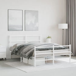 Giroletto con Testiera e Pediera Metallo Bianco 140x190 cm Vidaxl 66067