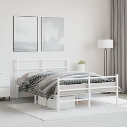 Giroletto con Testiera e Pediera Metallo Bianco 140x200 cm Vidaxl 50552
