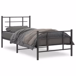 Giroletto con Testiera e Pediera Metallo Nero 90x200 cmcod mxl 110677 - Vista aggiuntiva 2