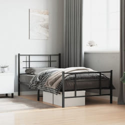 Giroletto con Testiera e Pediera Metallo Nero 100x190 cm Vidaxl 72468