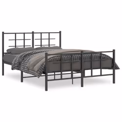 Giroletto con Testiera e Pediera Metallo Nero 140x190 cmcod mxl 110678 - Vista aggiuntiva 2