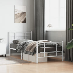 Giroletto con Testiera e Pediera Metallo Bianco 90x190 cmcod mxl 110687