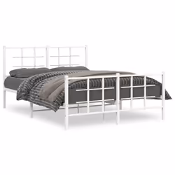 Giroletto con Testiera e Pediera Metallo Bianco 140x190 cmcod mxl 86703 - Vista aggiuntiva 2