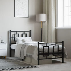vidaXL Giroletto con Testiera e Pediera Metallo Nero 75x190 cm