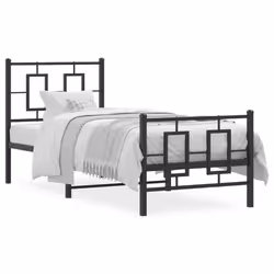 vidaXL Giroletto con Testiera e Pediera Metallo Nero 75x190 cm - Vista aggiuntiva 2