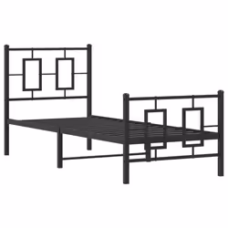vidaXL Giroletto con Testiera e Pediera Metallo Nero 75x190 cm - Vista aggiuntiva 3