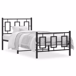 Giroletto con Testiera e Pediera Metallo Nero 90x200 cmcod mxl 87873 - Vista aggiuntiva 2
