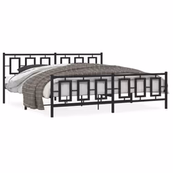 Giroletto con Testiera e Pediera Metallo Nero 193x203 cm cod mxl 91099 - Vista aggiuntiva 2