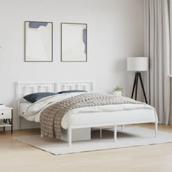 Giroletto con Testiera Metallo Bianco 160x200 cm Vidaxl 58556